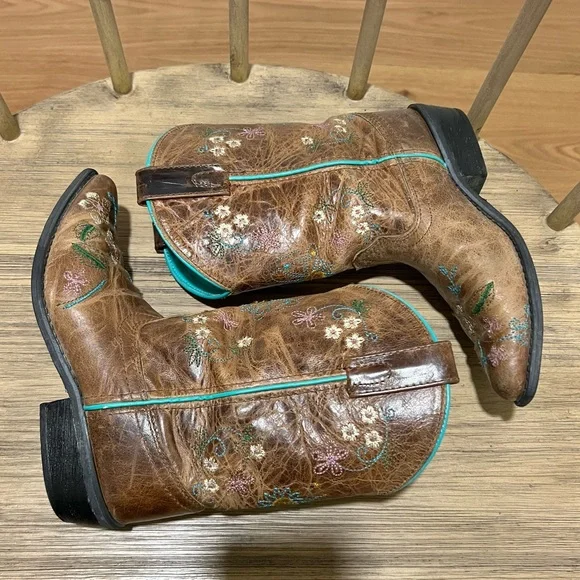 Smoky Mountain Florence Snip Toe Boots Leather & Floral Embroidery Girl's Sz. 2 - Picture 6 of 11